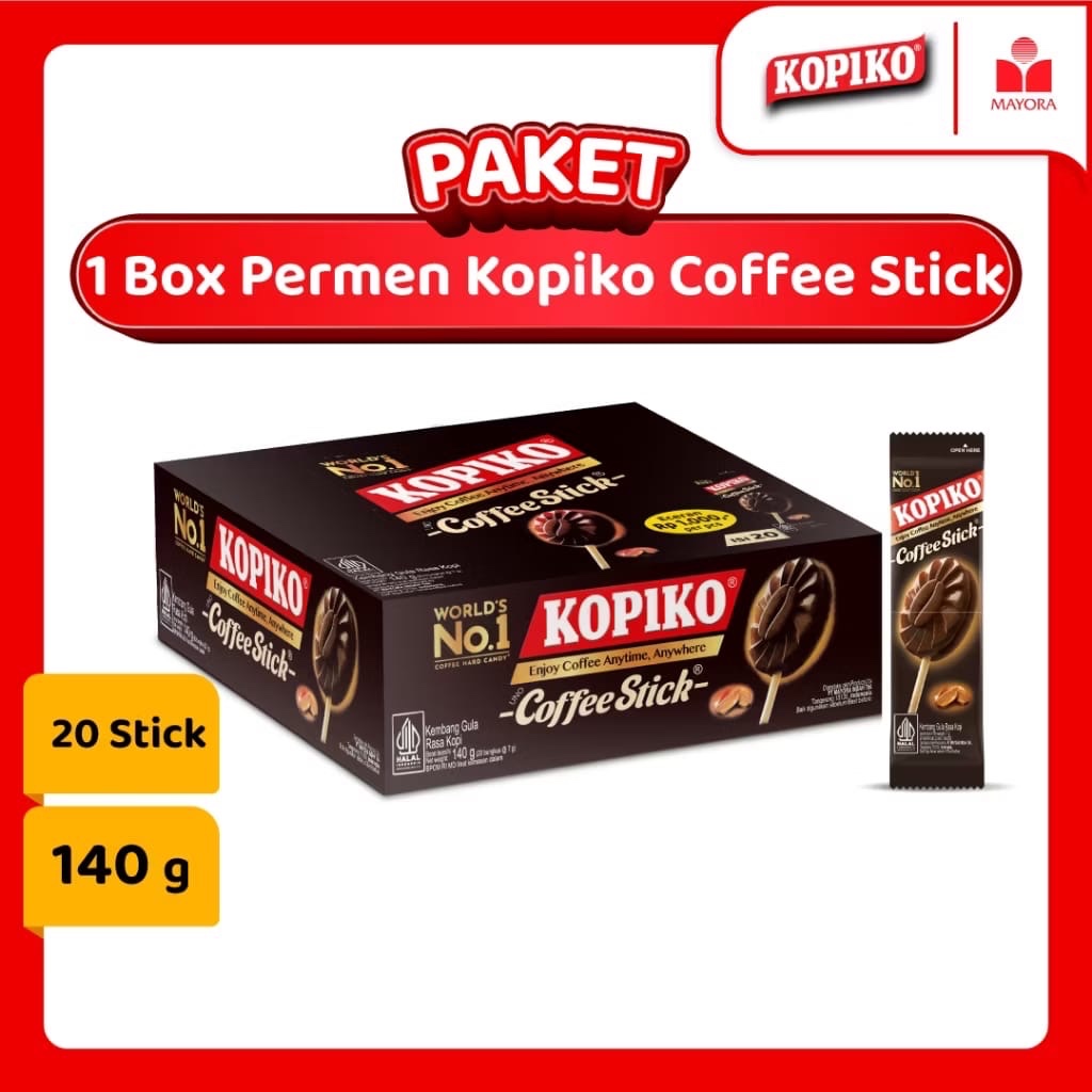 Kopiko Coffee Stick 1 box isi 20 pcs / Permen Kopiko stik / permen rasa Kopiko / permen stik