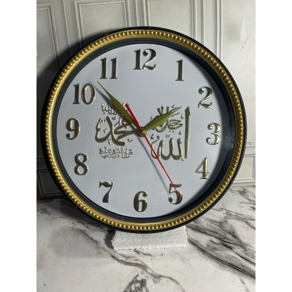 jam dinding 763/jam dinding kayu/jam dinding Mewah/Jam kaligrafi/jam arab /wall dekor/jam Dinding el