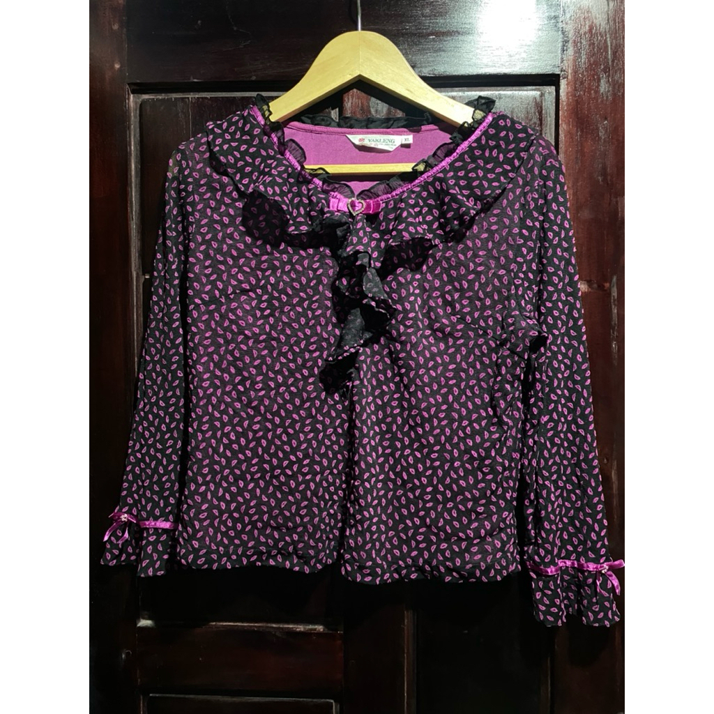 Atasan y2k motif ungu