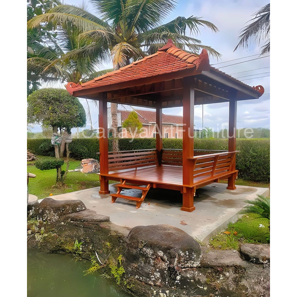 gazebo kayu minimalis | gazebo kayu mahoni minimalis | gazebo pargola taman