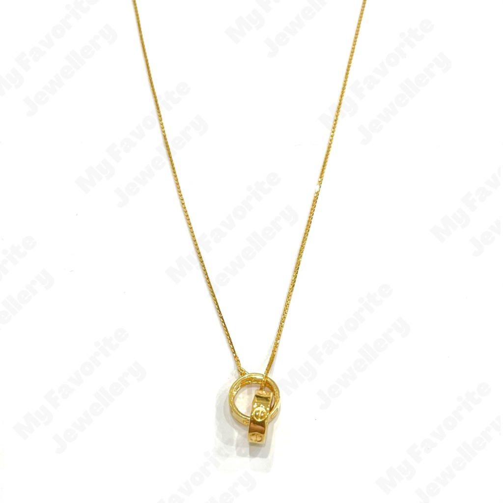 Kalung Italy Ring Bulat Emas Asli Kadar 875 20K