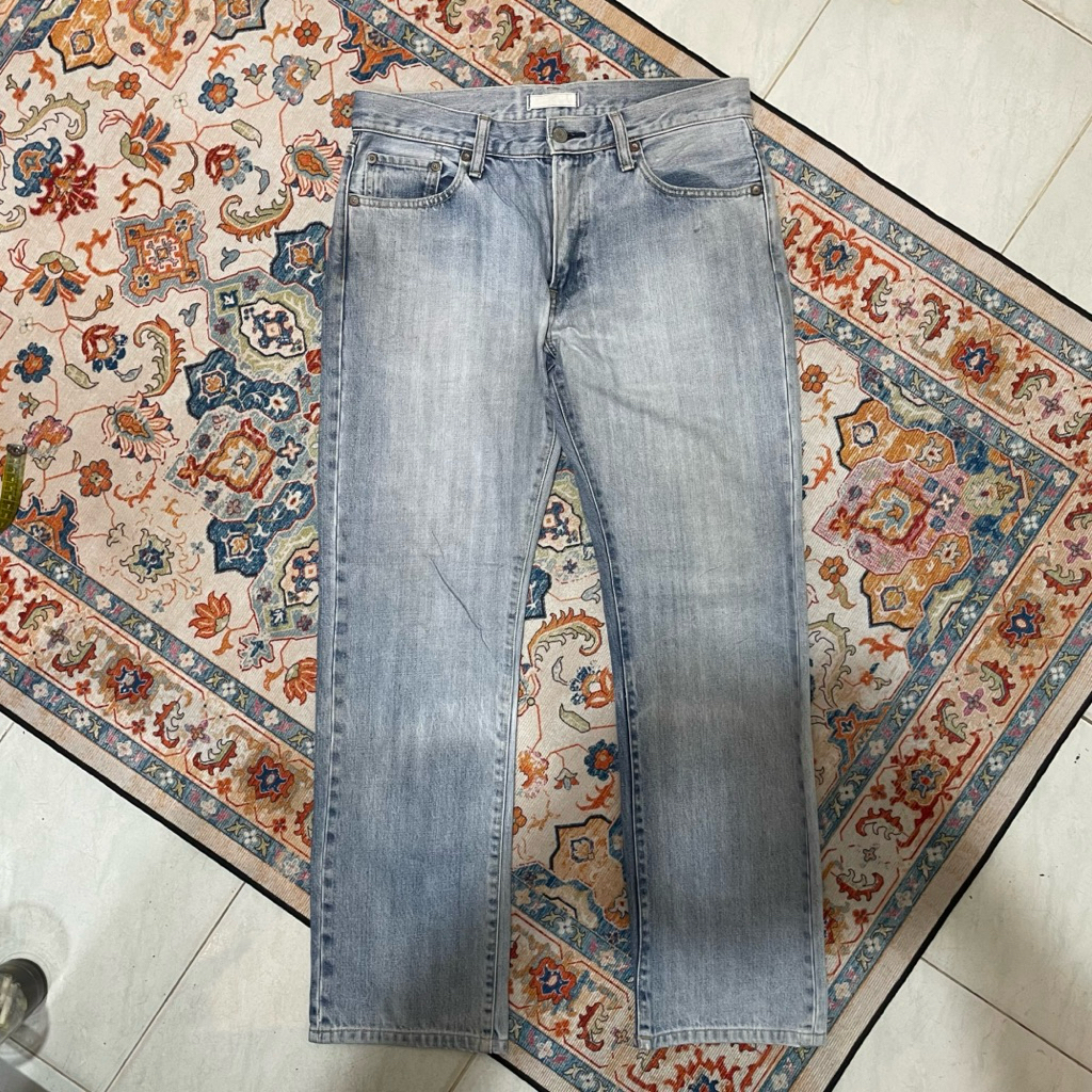 CEK DEKSRIPSI SEBELUM CO Celana Panjang Jeans Pria Cowok Reguler Fit Brand UNIQLO Original Second Pr
