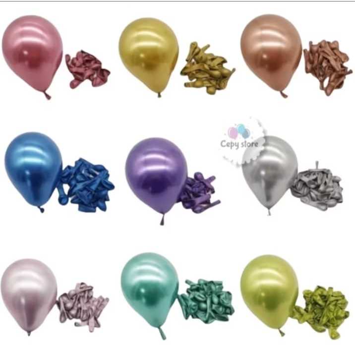 Balon Latex Chrome 5inch / Balon Metalik Chrome 5inch Ecer