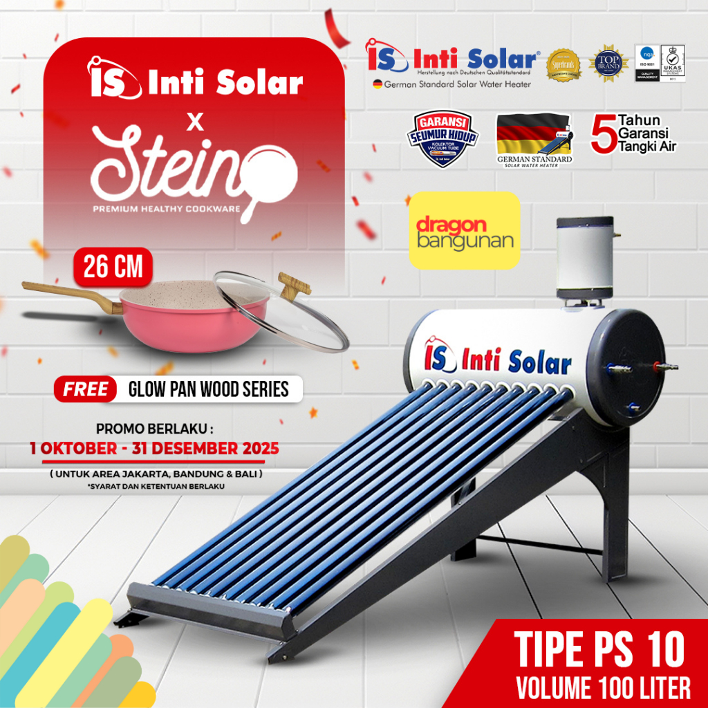 Pemanas Air Inti Solar 100 Liter - Intisolar PS 10 - Solar Water Heater Inti Solar