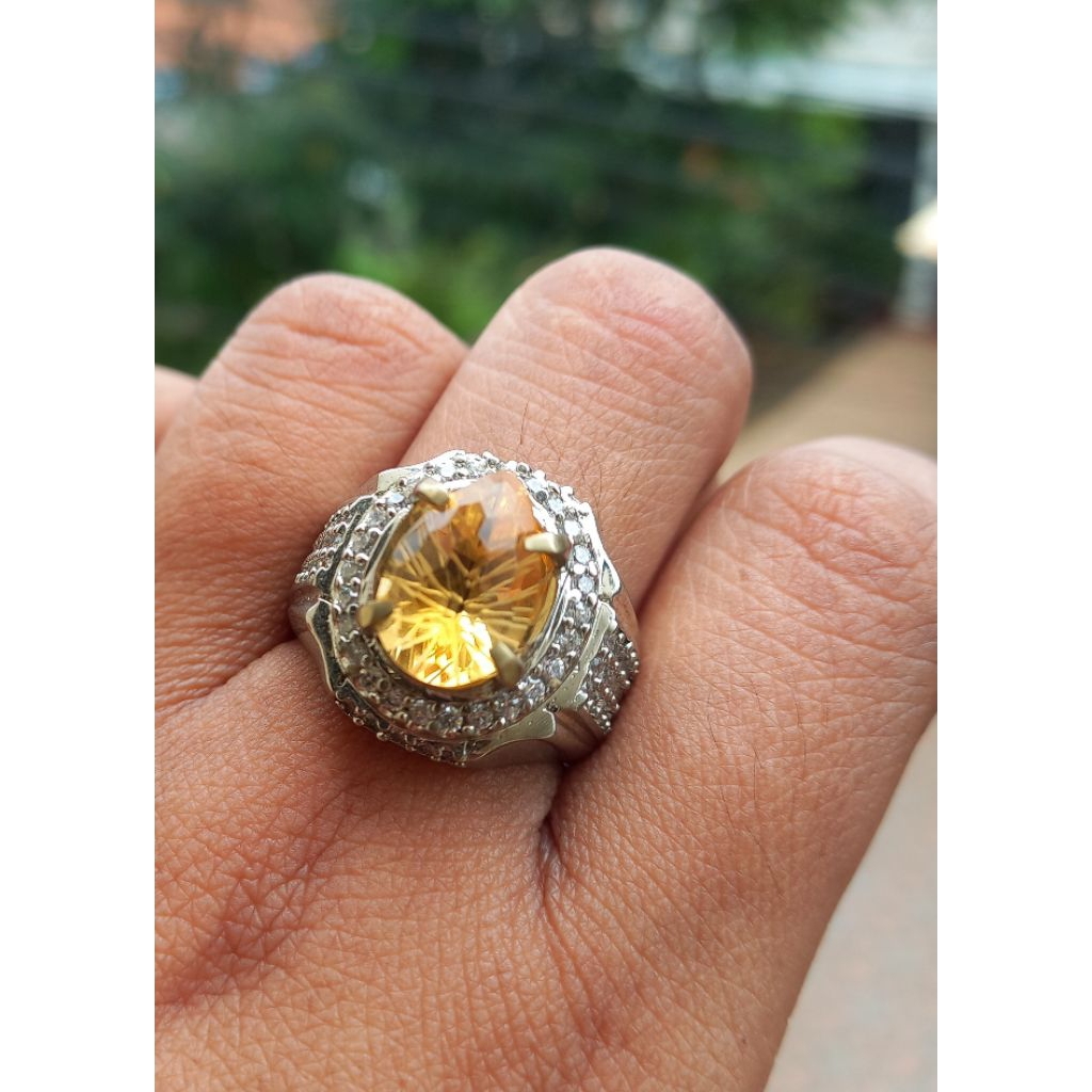 natural cincin Yellow citrine cutting costum