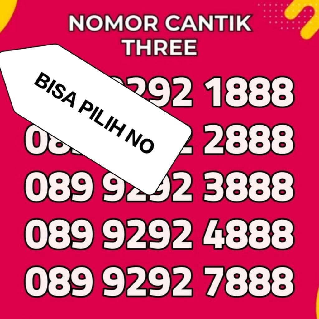 Murah No Cantik Kartu Tri BISA PILIH NO