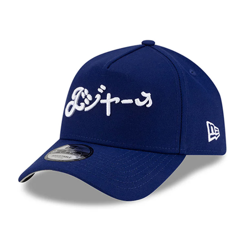 Topi New Era 9Forty A-Frame Hyperfly Katakana x MLB Los Angeles Dodgers Navy Snapback Cap 100% Origi