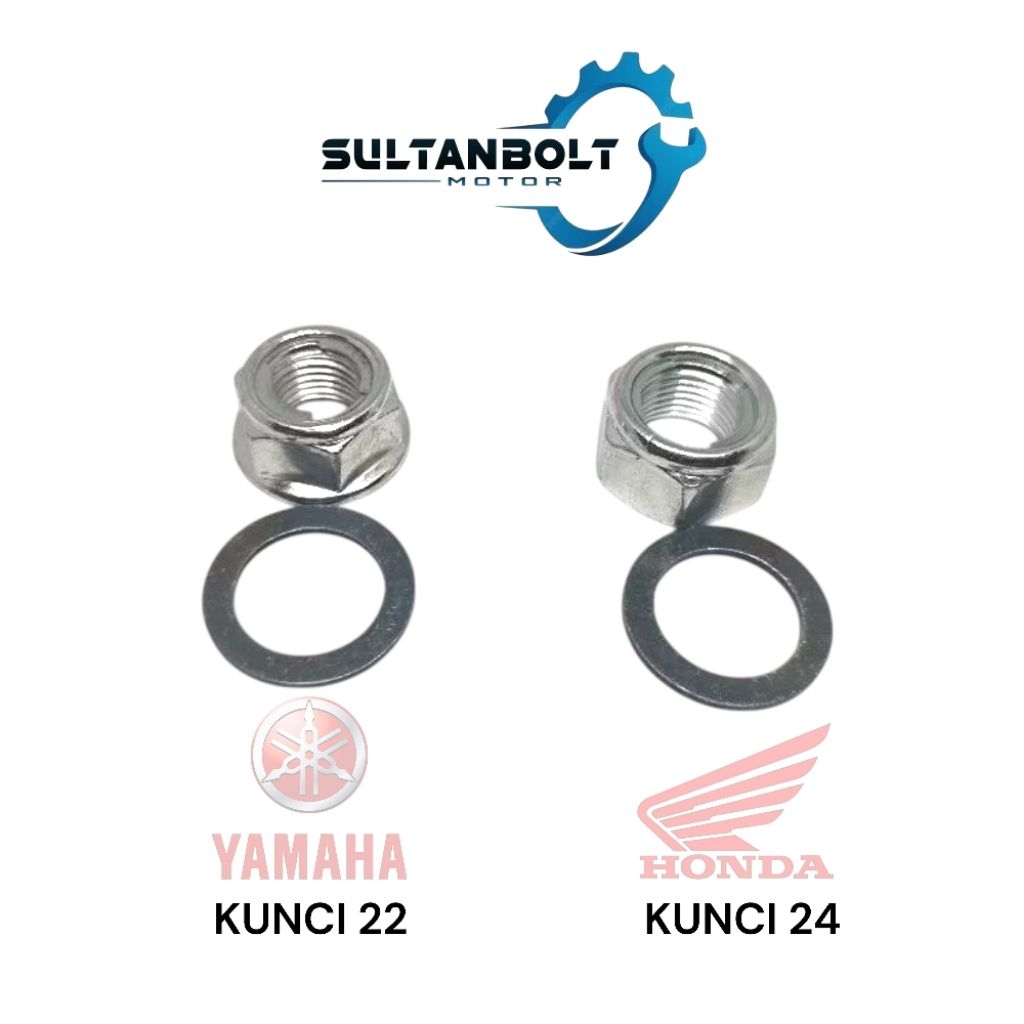Mur Roda Belakang Kunci 22/24 Universal untuk Semua Motor Matic