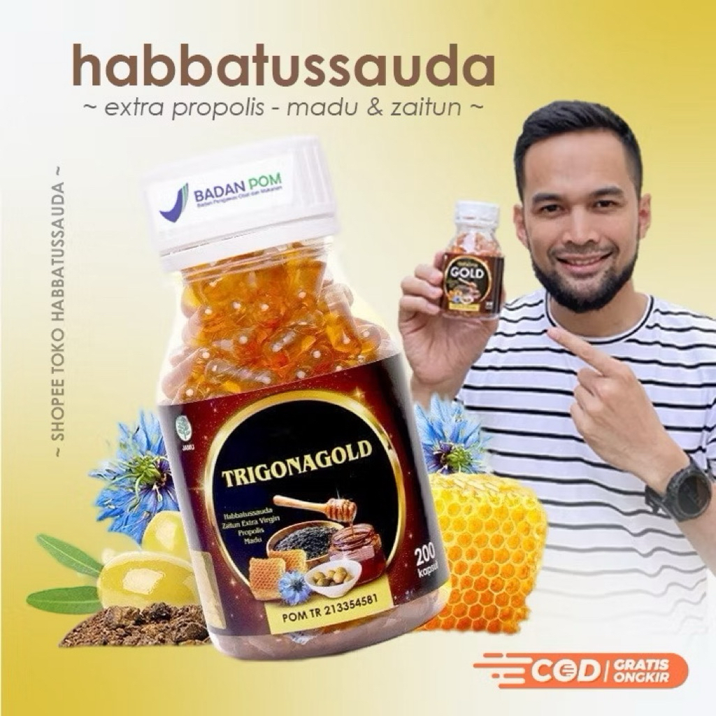 TRIGONA GOLD - Habbatussauda Extra Propolis Habatusauda Original Asli 100 200 Kapsul
