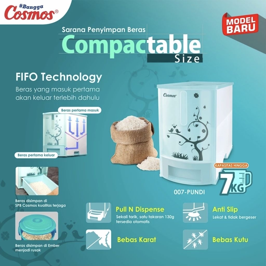 Cosmos Dispenser Beras 7 kg Fifo
