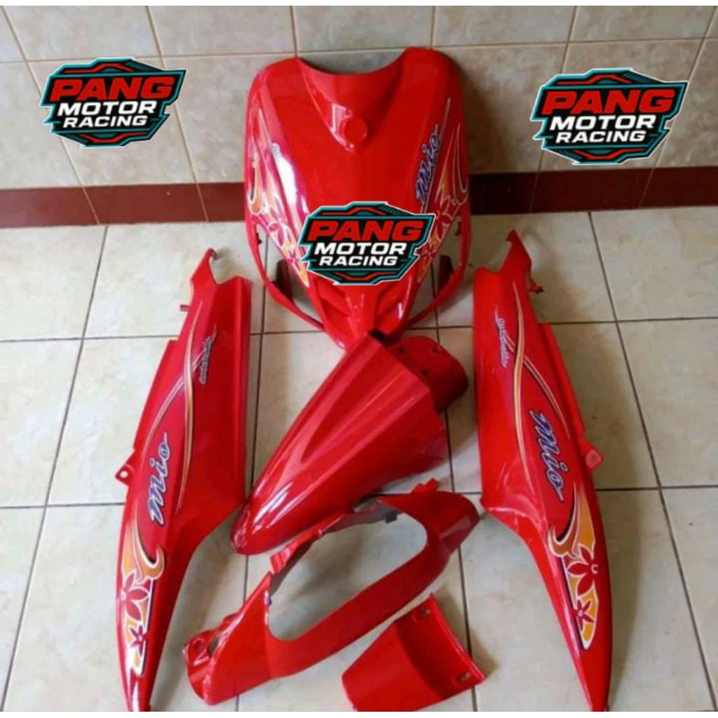 Body Set Mio Sporty Merah Ferari Striping Bunga Fulset Body halus Mio Sporty Lama