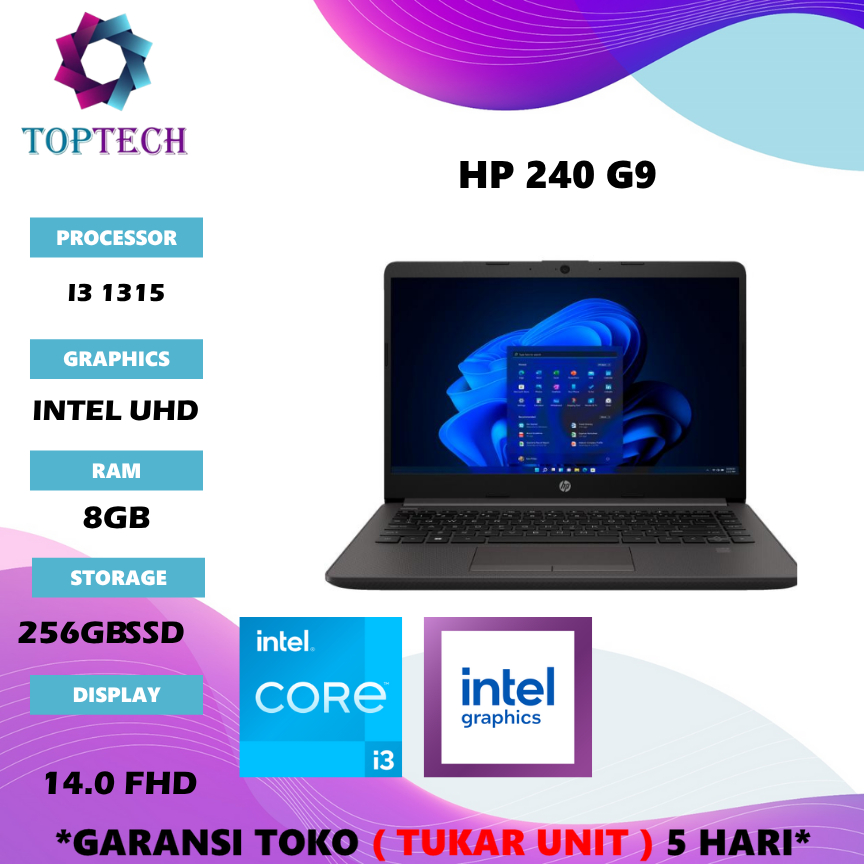 LAPTOP HP 240 G9 I3 1315 RAM 8GB SSD 256GB W11 14.0FHD 1Y (BOX BAG)