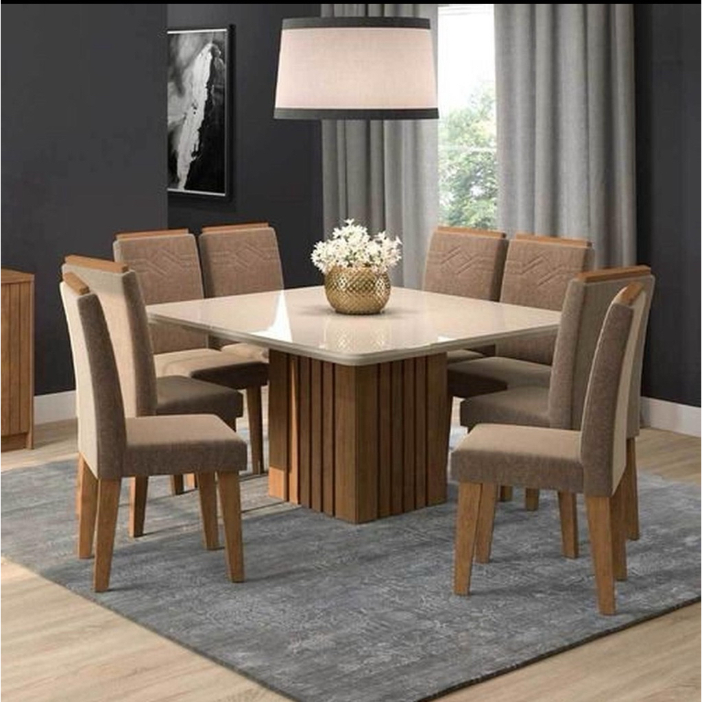 Meja makan minimalis jati set 4 kursi - meja makan kotak mewah