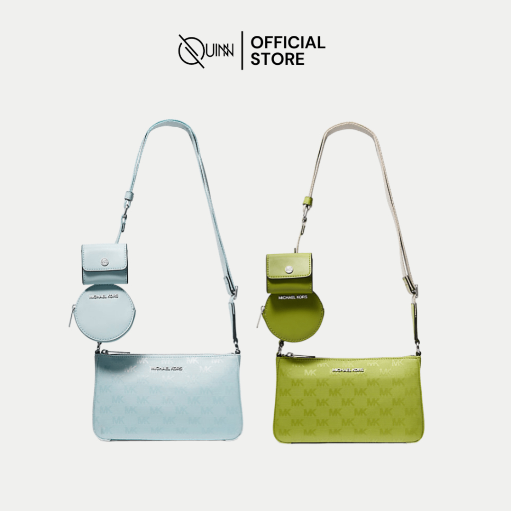 Michael Kors Jet Set Woven Logo Nylon Crossbody Bag with Case for Apple Airpods Pro