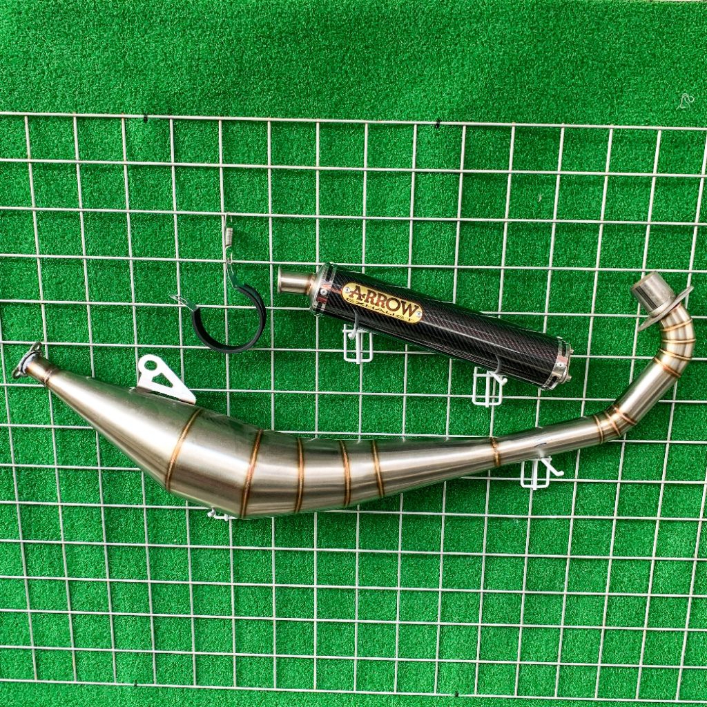 Knalpot Satria 2Tak Lumba Hiu Kolong Samping Arrow