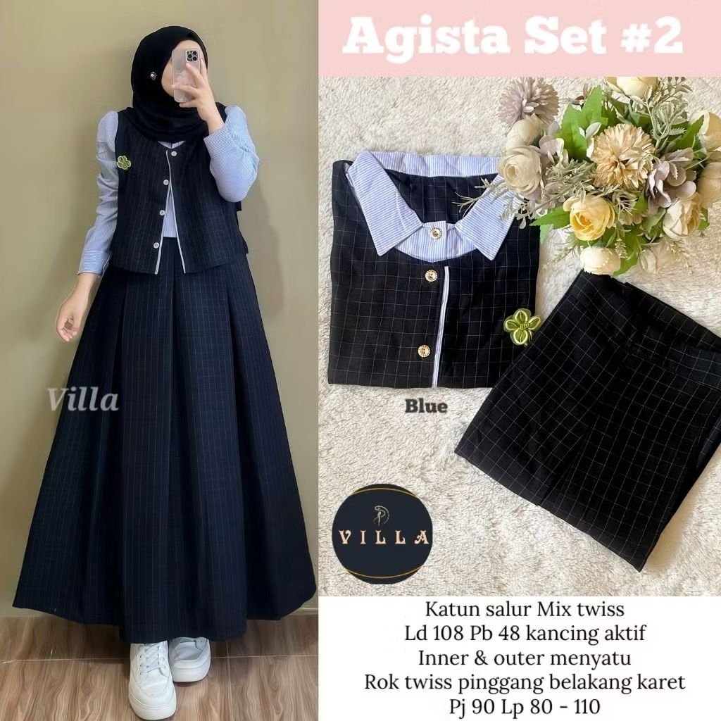 JK Agista Set 2 dress READY maxy kotak dress mayung