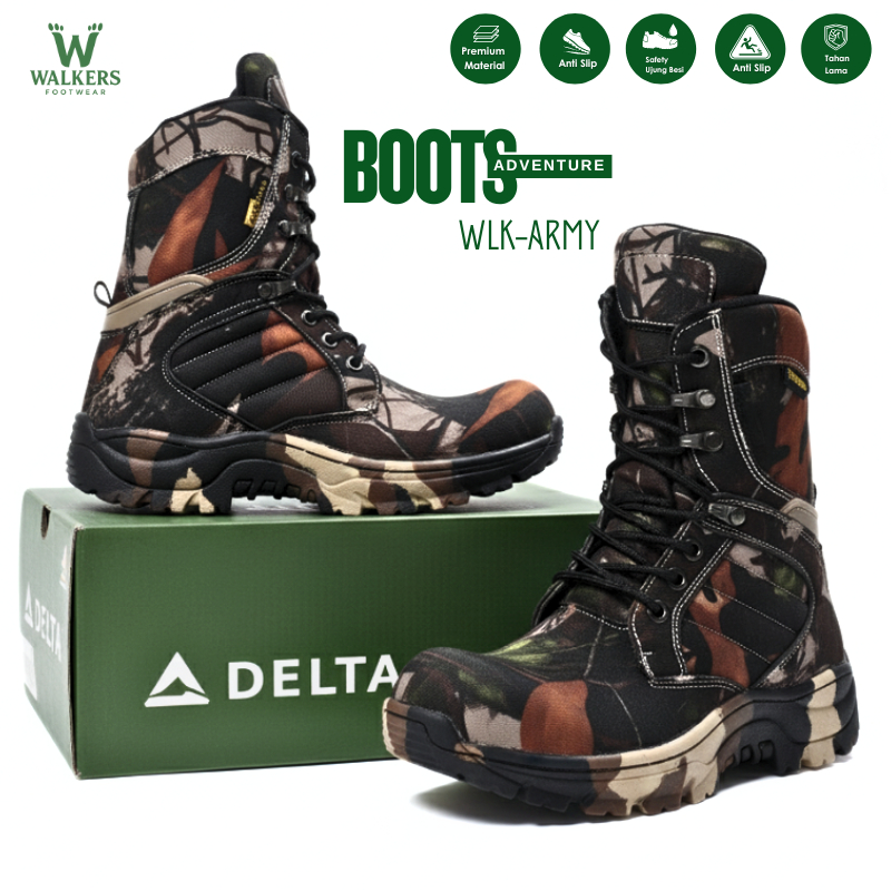 BOOTS PRIA DELTA Sepatu Boots Pria Tactical Cordura Safety Ujung Besi untuk Outdoor Adventure Sepatu