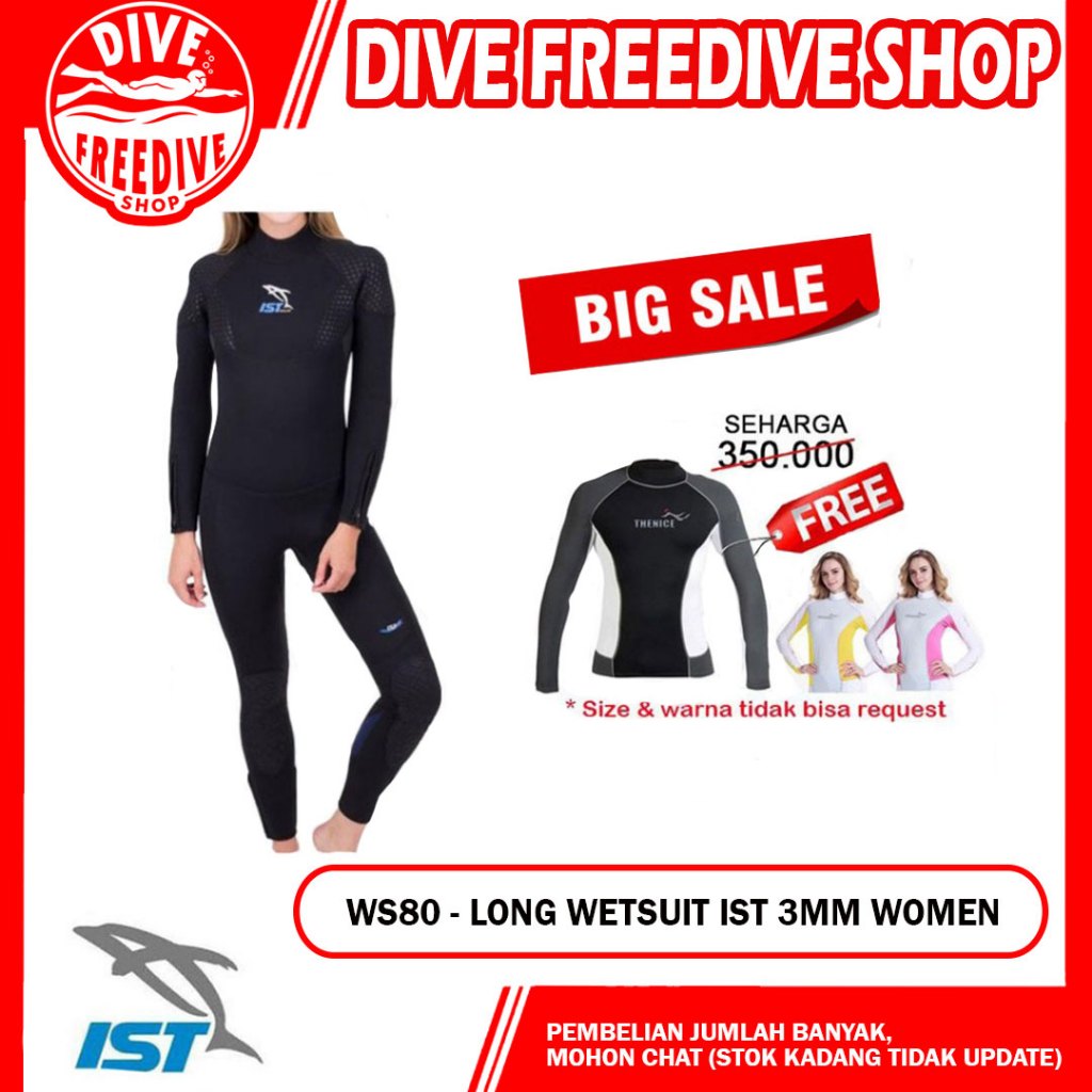 WS80 Long Wetsuit IST Women 3mm Neoprene Baju Panjang Selam Wanita Scuba Diving Snorkeling Spearfish