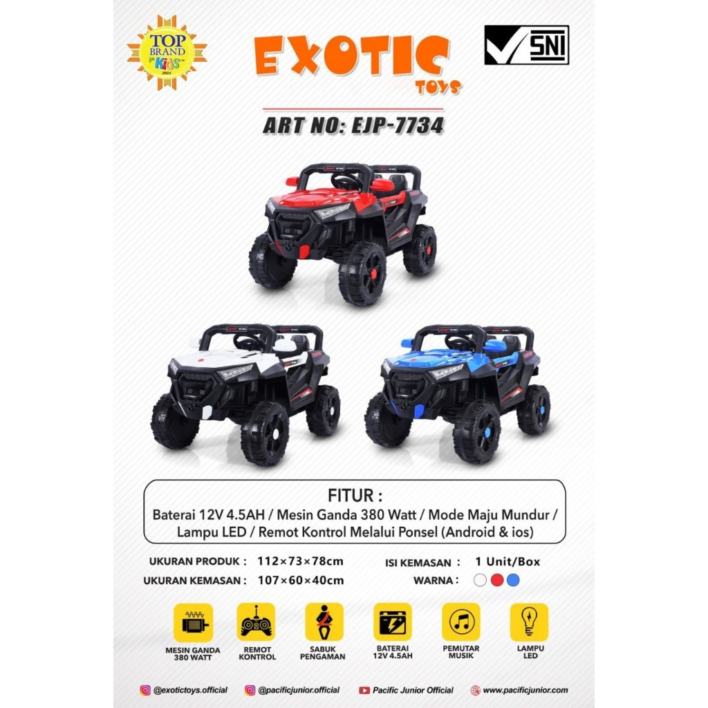 Mainan Anak Mobil Aki RC JEEP EXOTIC EJP7734 EJP 7734 EJP 7734+ EJP7734+