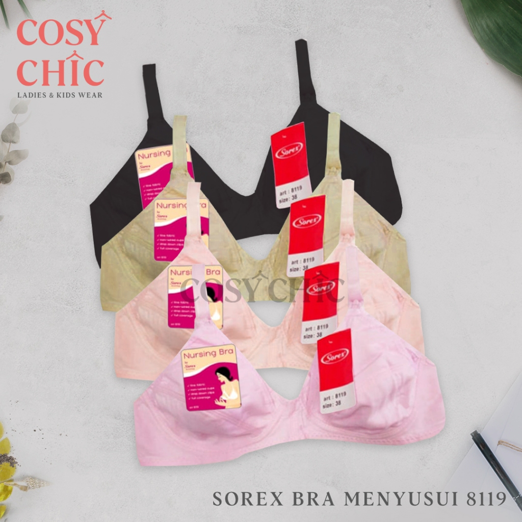 Sorex Bra BH Menyusui Nursing Maternity 8119 | Busa Tipis | Tanpa Kawat | Kait 2 | Size 34 - 42