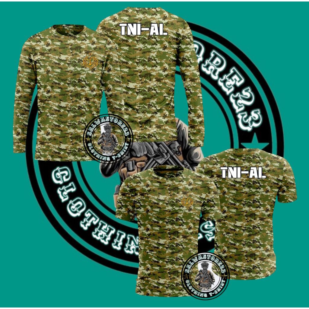KAOS LORENG TNI AL SAGE GREEN TERBARU / BAJU DRYFIT LORENG TNI AL  SAGE GREEN TNI LENGAN PENDEK DAN 