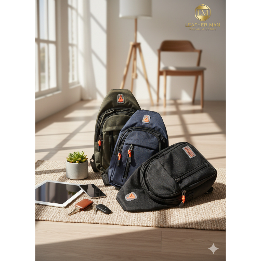 Tas Selempang Pria / Sling Bag Keren untuk Traveling, Kuliah & Seharian | Tas Dada Stylish Premium
