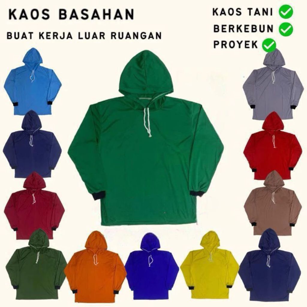 TERLARIS BAJU KAOS BASAHAN KERJA LUAR RUANGAN LENGAN PANJANG | kaos petani | kaos kerja proyek | kao
