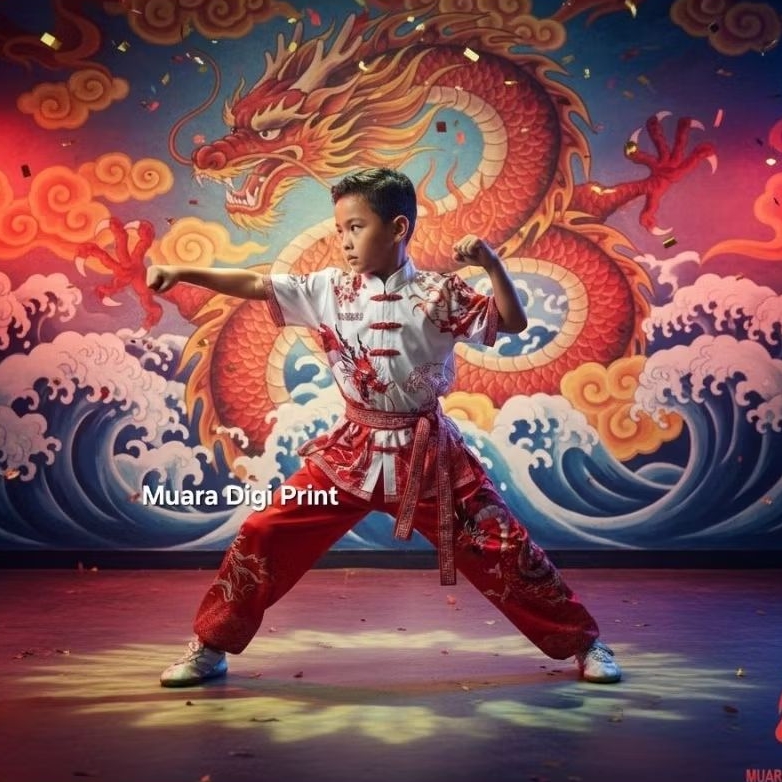 Set Baju Wushu Anak Perform Wushu - Kancing Shanghai China Hidup - Wushu Tanding - Baju Cheongsam An