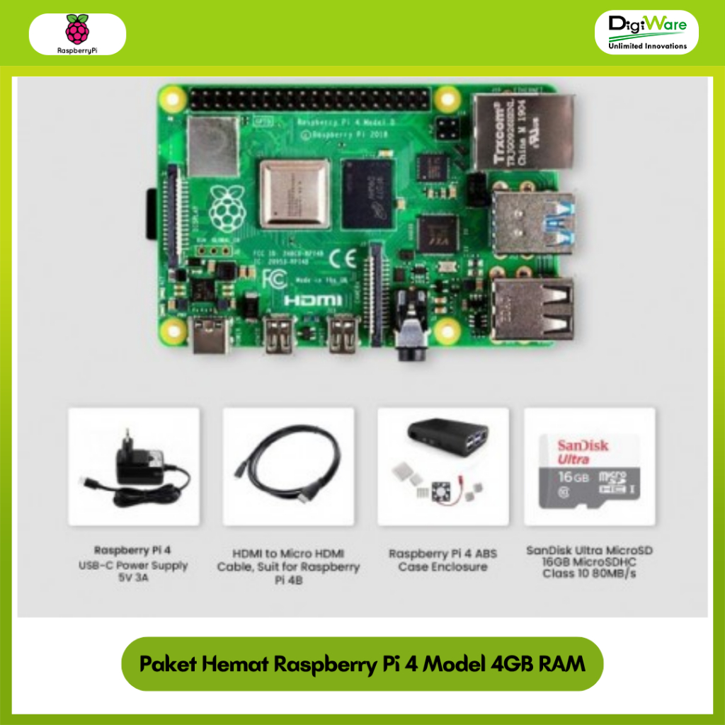 Paket Hemat Raspberry Pi 4 Raspberry Pi4 RAM 4GB