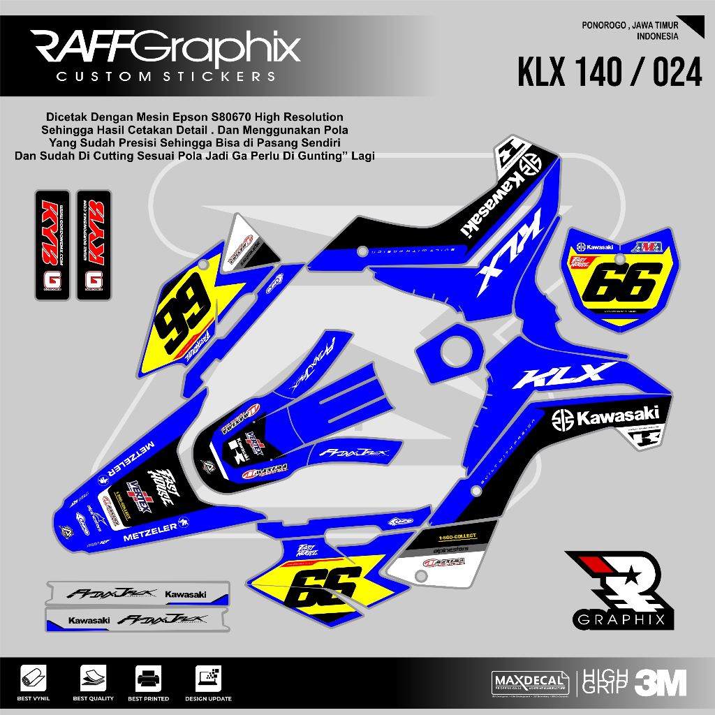 DECAL KLX 140 SUPER GLOSSY KODE 025 - DECAL STICKER KLX - STICKER KLX MURAH - DECAL KLX MURAH