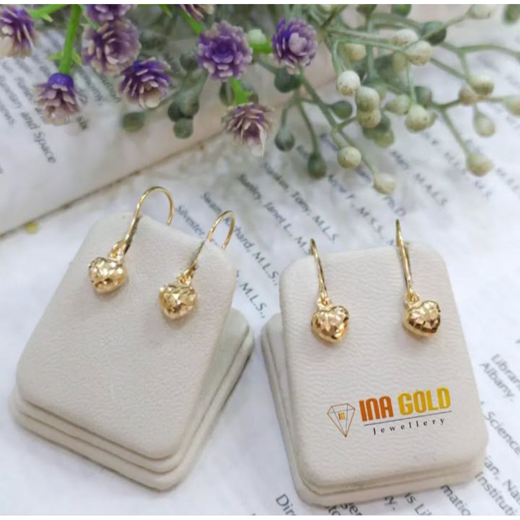 Anting Love Ukir Mas Kuning
