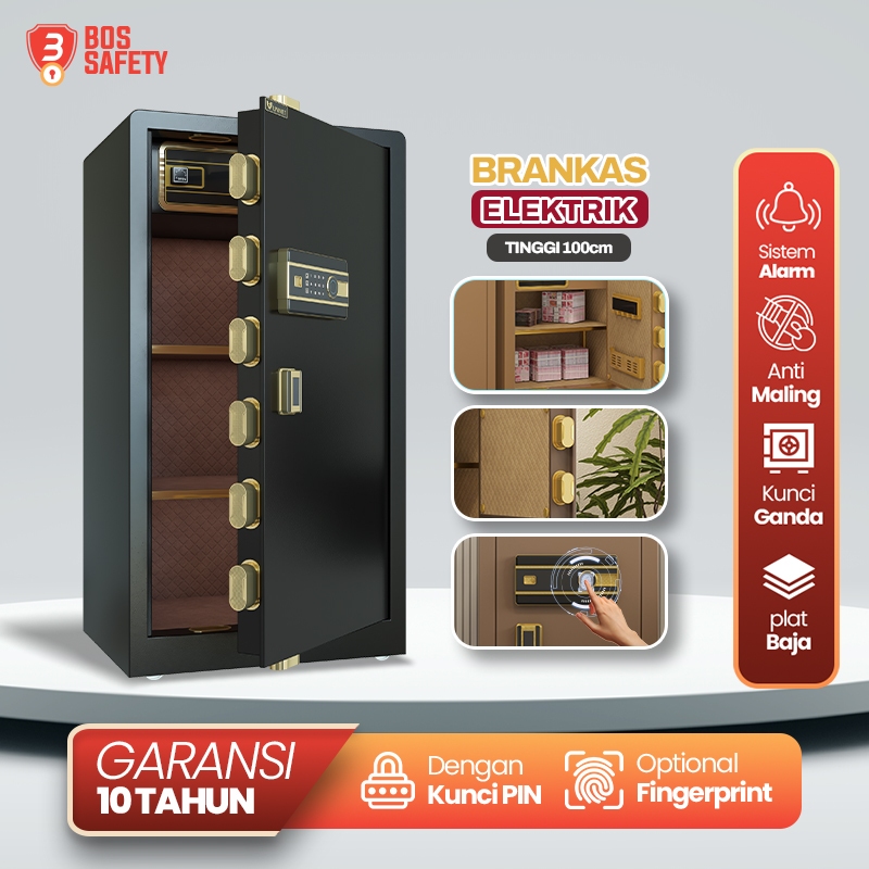Brankas Elektrik Digital Tahan Api Brangkas Besar Uang & Emas Pin Fingerprint Ukuran 100CM