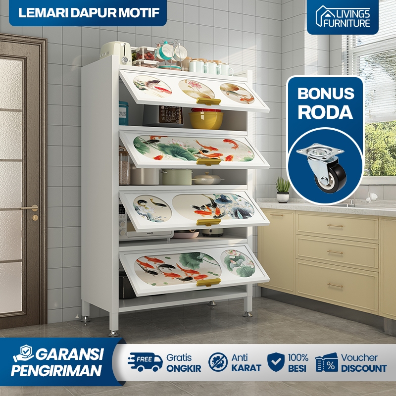 RAK PIRING TERTUTUP LEMARI PIRING ALUMINIUM RAK DAPUR BESI SERBAGUNA LEMARI DAPUR MINIMALIS