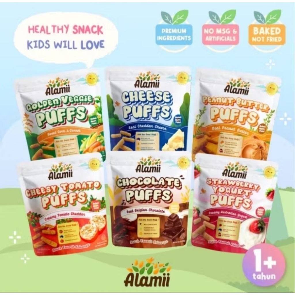 Alamii Puffs / Snack Bayi / Snack Anak / Cemilan Bayi /Cemilan Anak Cemilan Biskuit Bayi Alami