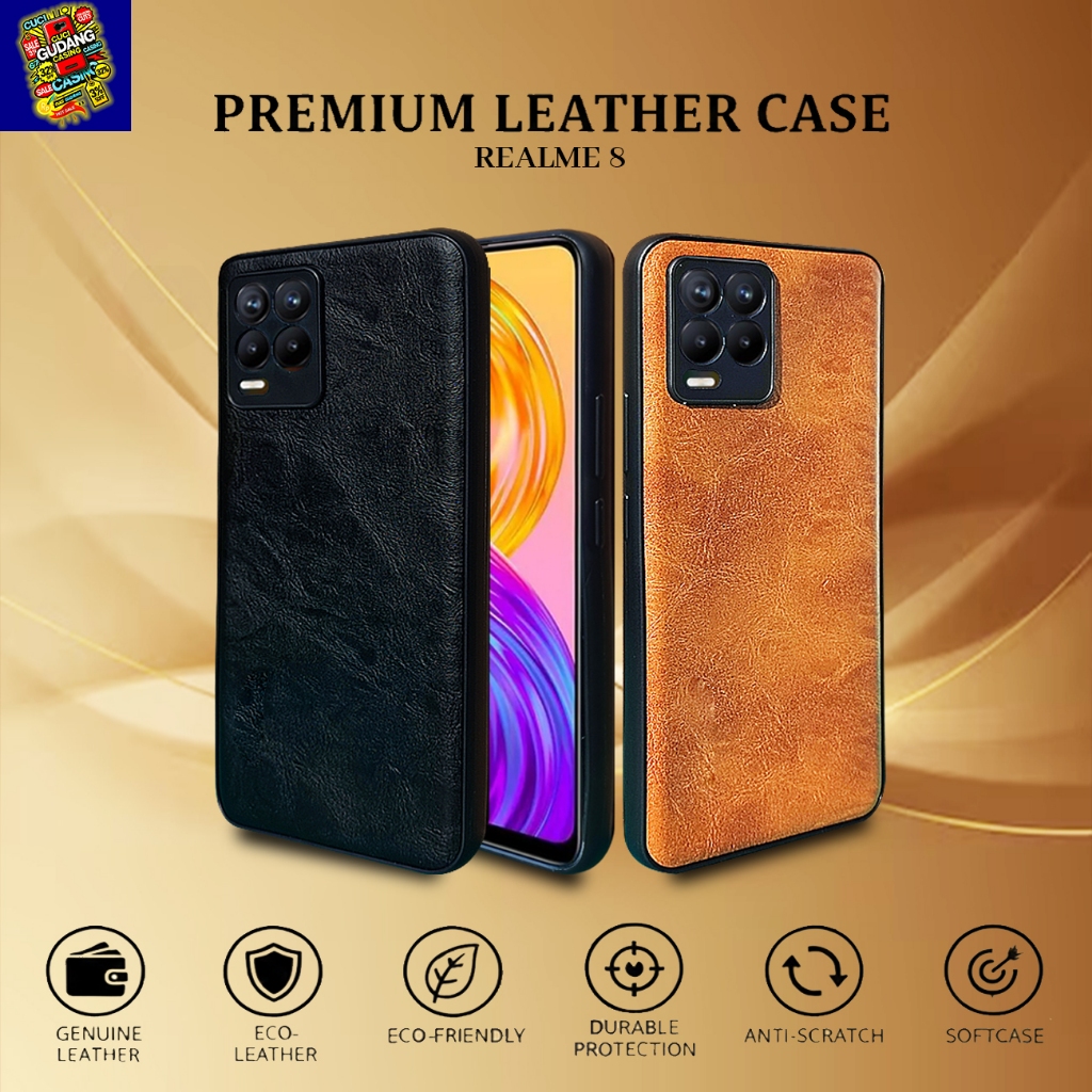 [ PREMIUM ] Softcase Realme 8 Leather Casing Case Kulit