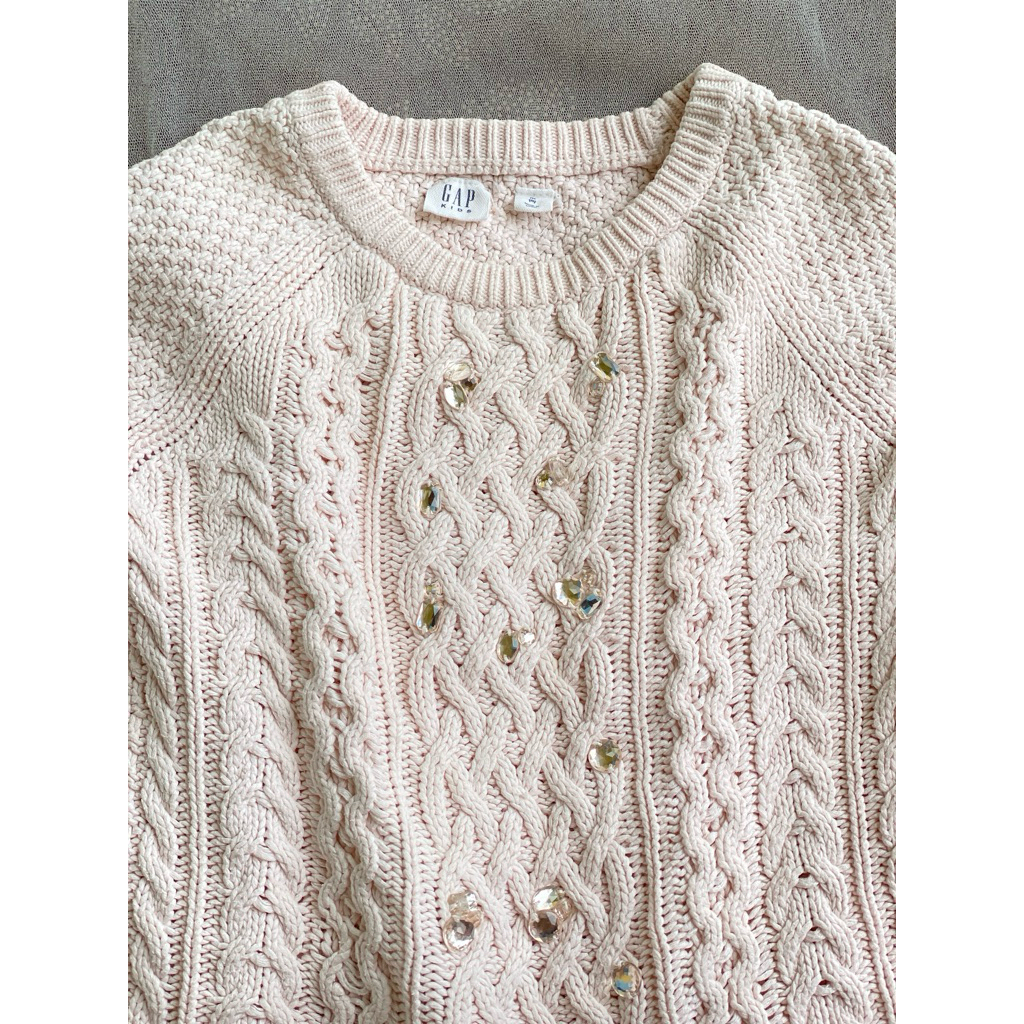 PRELOVED pl Sweater rajut kepang babypink pink anak tanggung branded GAGAP Kids size M 7T 8T 9T