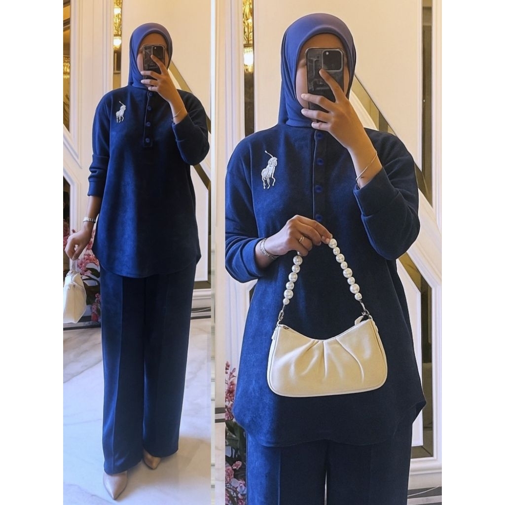 Setelan Kaos Knit Premium Polosport Bordir LD 120-130cm