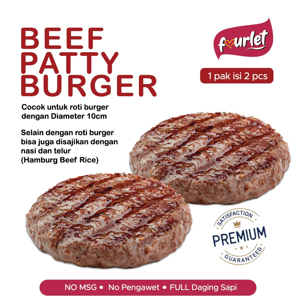 Beef Patty / daging sapi burger (hanya daging saja) Frozen Homemade