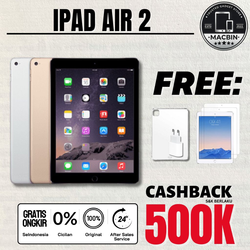 iPad Air 2 Wifi Cellular 256GB 128GB 64GB 32GB 16GB Second Original