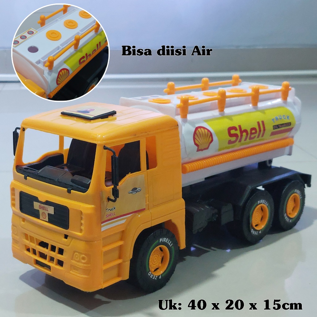 Mainan Truk Tangki Bensin Shell Petronas Roda Friction Bahan Tebal