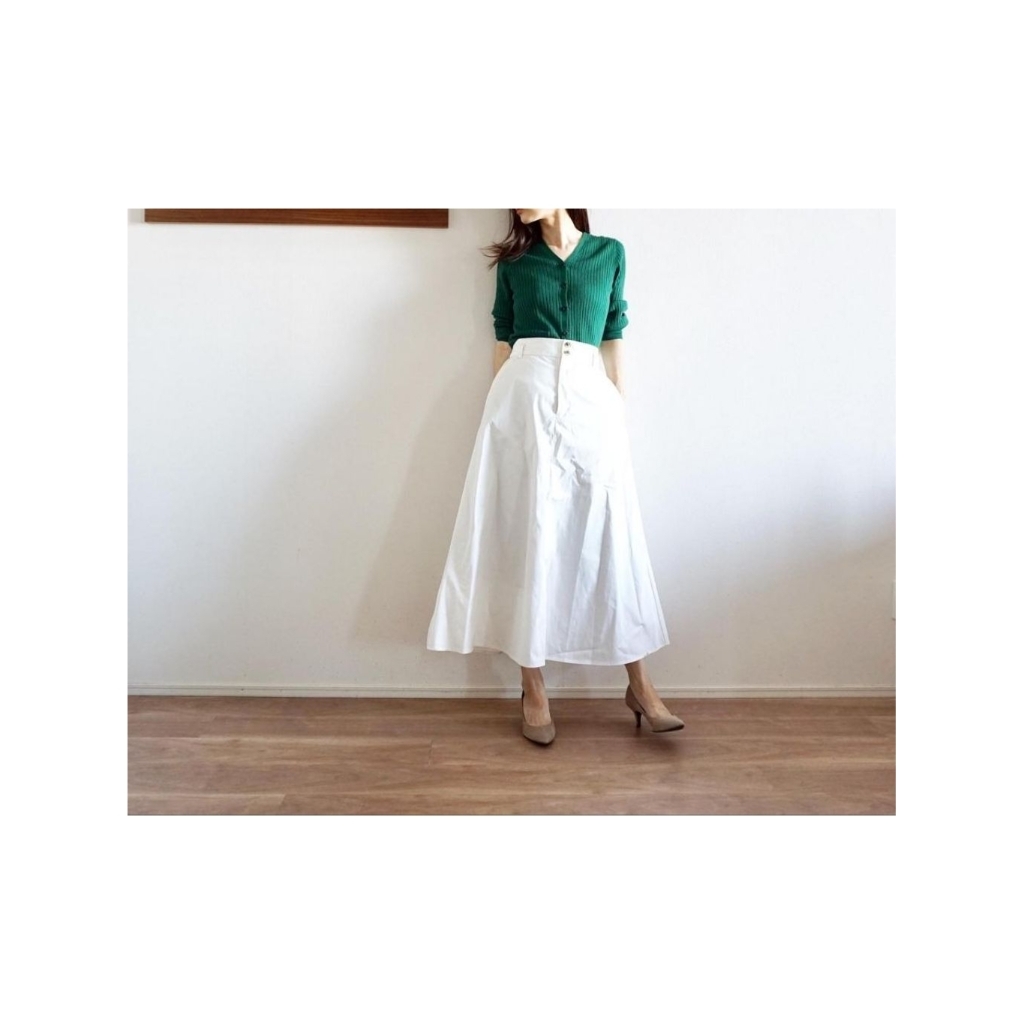 Uniqlo cotton denim midi skirt