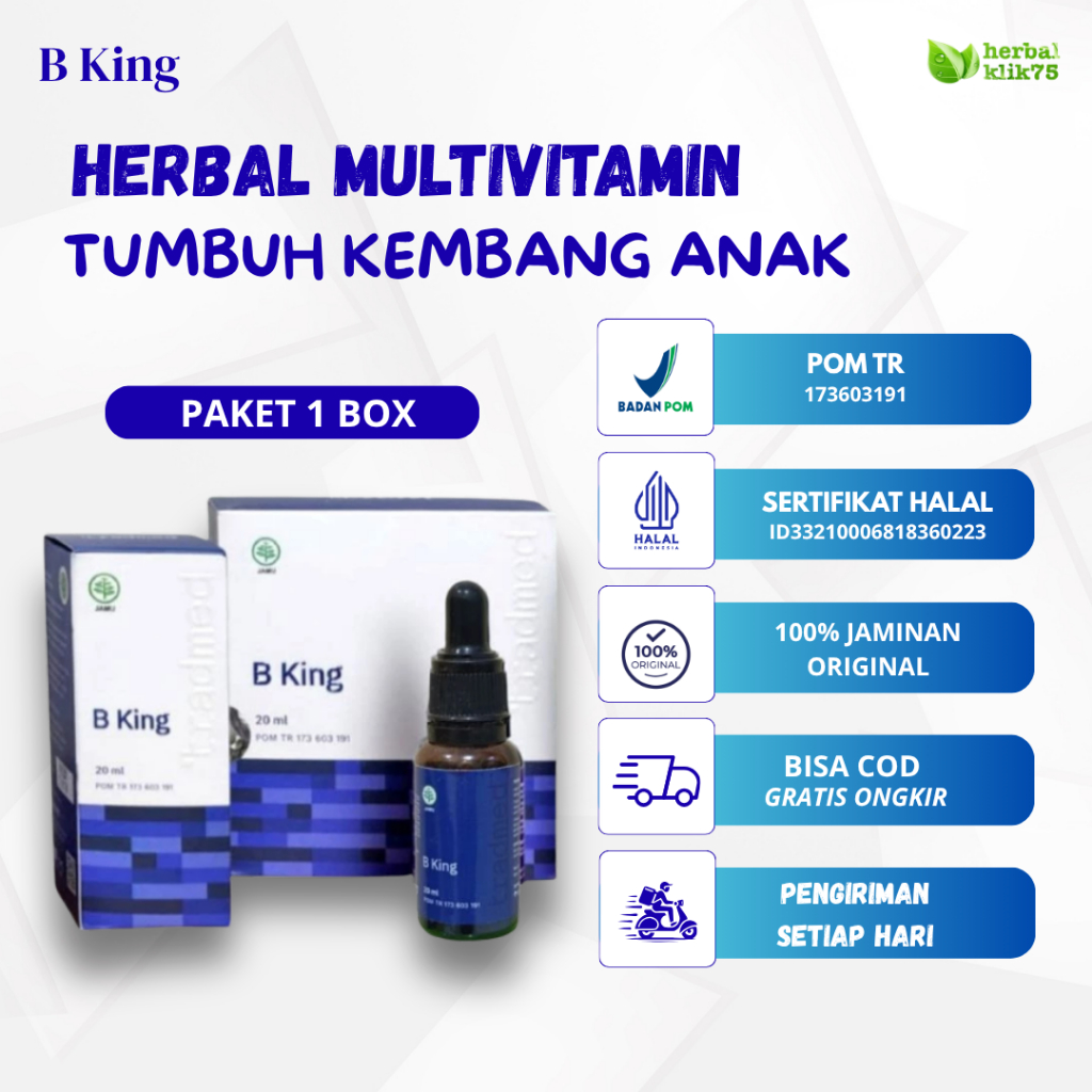Nutrisi Otak B KING - Anak Cerdas, Fokus Belajar, Lancar Berbicara 100% original Resmi BPOM
