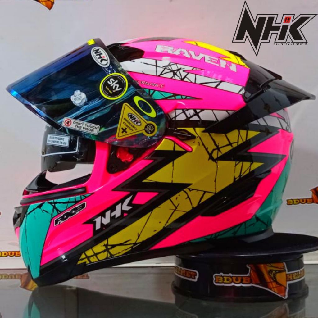 Helm full face NHK RX9 RAVEN PINK paket ganteng