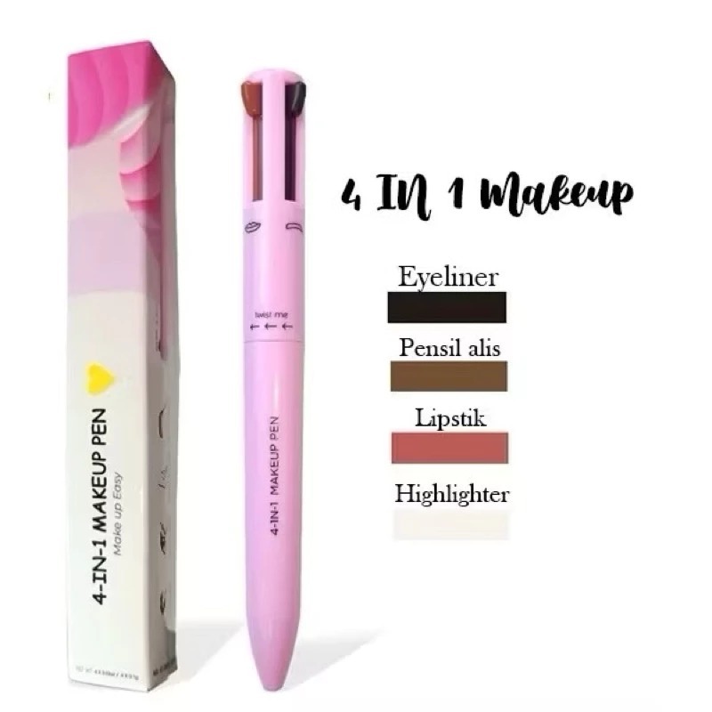 MAKE UP PEN 4 IN 1 Touch Up Pen Makeup Eyeliner/Brow Liner/Lip Liner dan Highlighter Tahan Lama