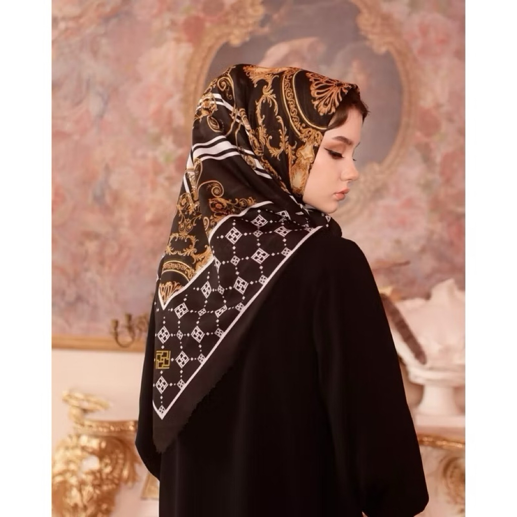 IVAN GUNAWAN PRIVE - Racoco Black Scarf Hijab Segi Empat Jilbab ORIGINAL By IVAN GUNAWAN