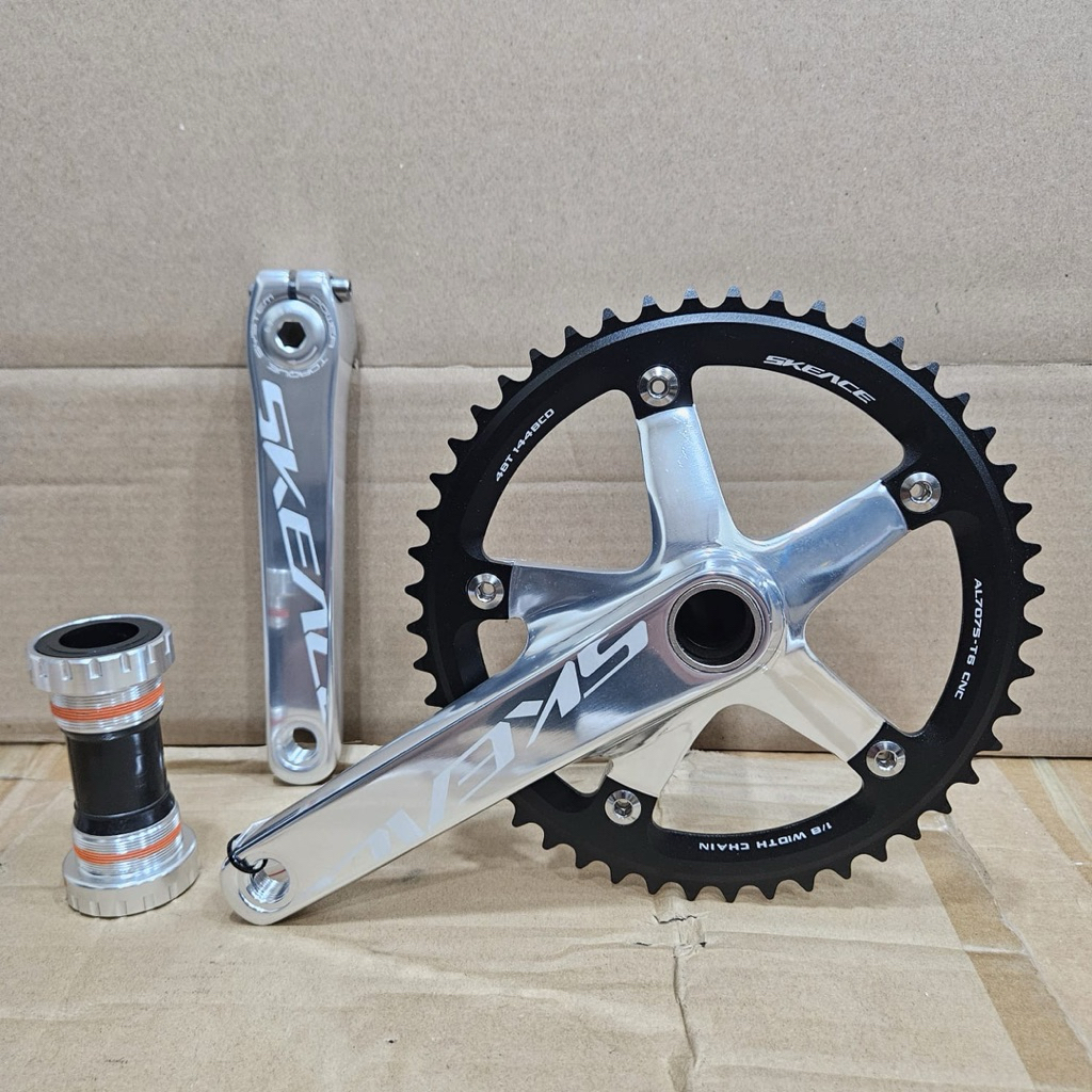 Crankset Skeace 48T 144BCD BB Hollowtech 2 Warna Silver-Hitam Bahan Alloy