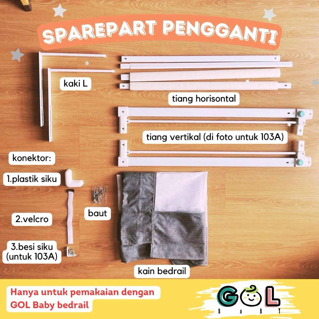 GOL Baby Bedrail Baby Bed Rail Rails / Pagar Pembatas Pengaman Penghalang Pagar Kasur Ranjang Tempat
