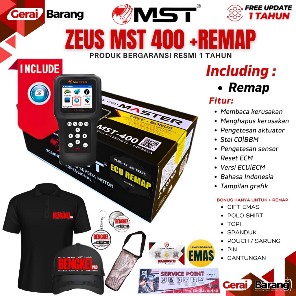 Scanner Motor  Master Zeus MST-400 Sudah Termasuk Fitur Remap