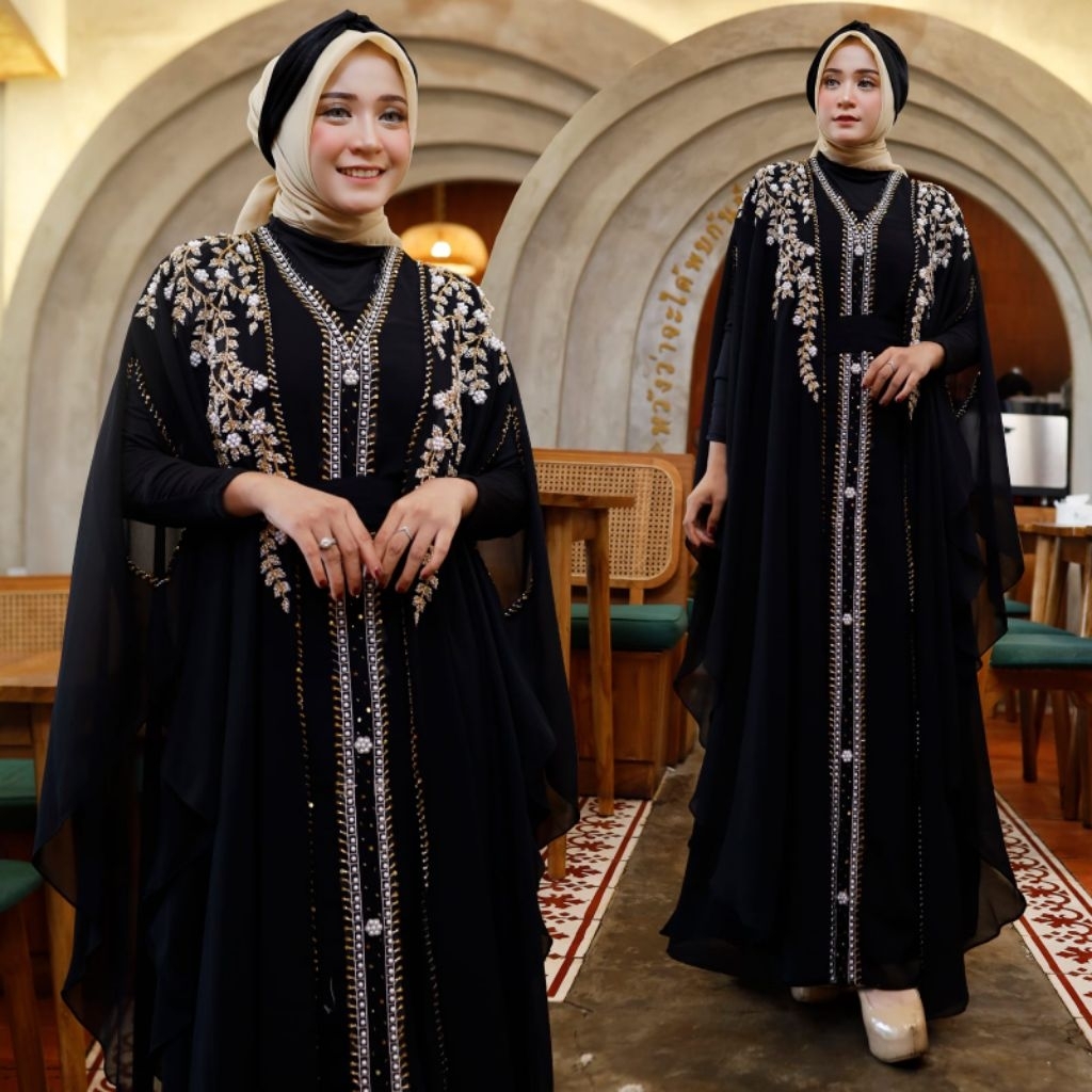 KAFTAN LEBARAN FREE INER GAMIS, IKAT PINGGANG DAN PASMINA