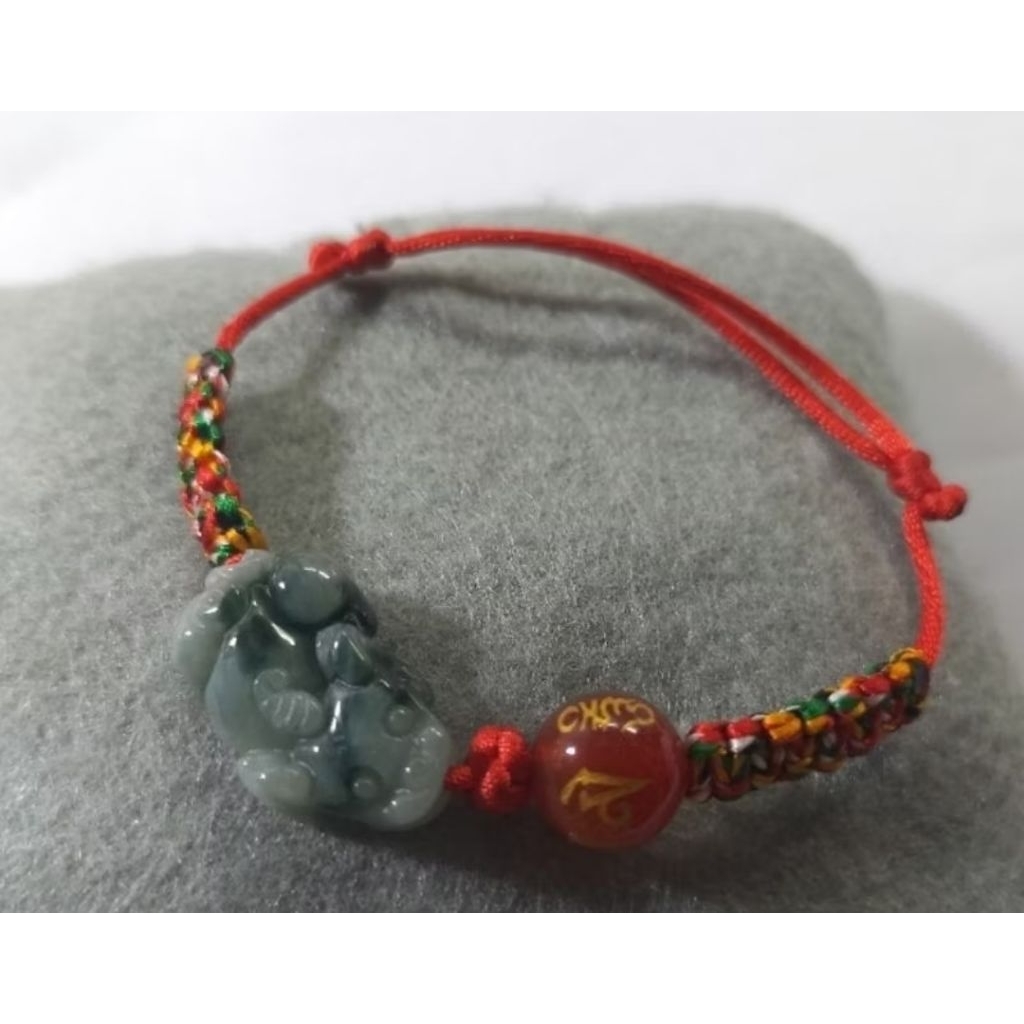 Gelang Giok Pixiu Jadeite Agate Tali Tibetan